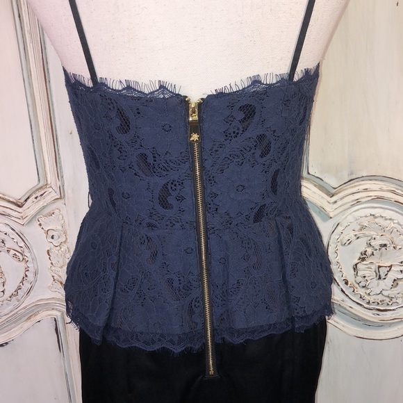 Kate Young For Target Spaghetti Strap Navy Lace Peplum Bodice Dress Size 8 - Picture 7 of 14